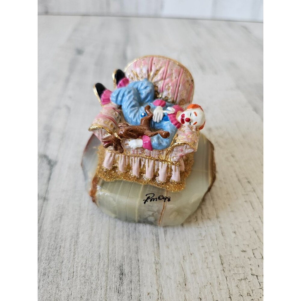 Ron Lee couch clown sleeping dog circus 1998 RARE vintage gold‎ forty winks